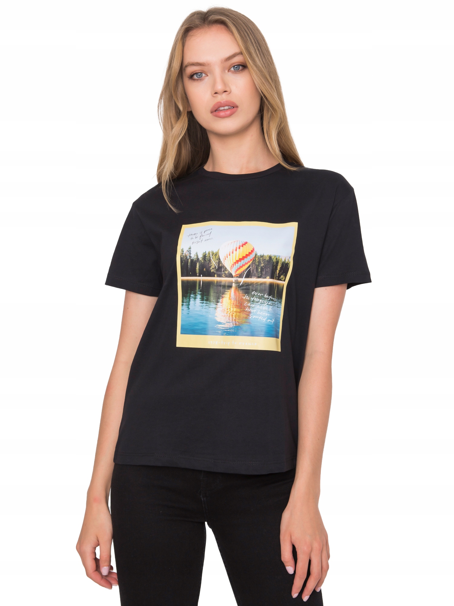 

Bawełniana Koszulka damska T-shirt nadruk - L