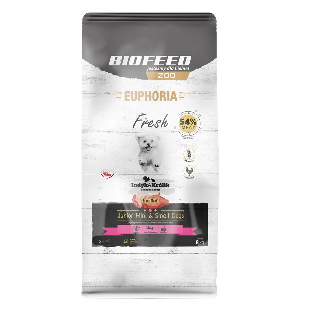 Levně Biofeed Euphoria Fresh Meat Junior Mini & Small Krůta a králík 8 kg