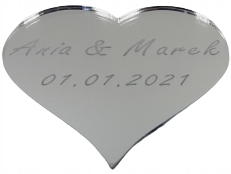 SERCE SERDUSZKO PLEXI LUSTRO Z GRAWEREM 8X7 cm