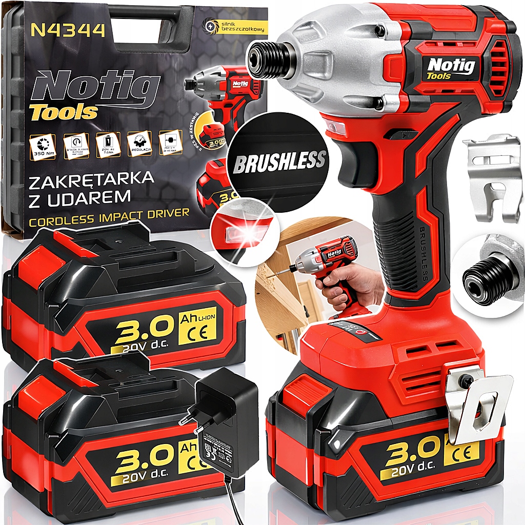 Zakrętarka Udarowa 350NM Klucz Udarowy Akumulatorowy 1/4" 20V Bezszczotkowy