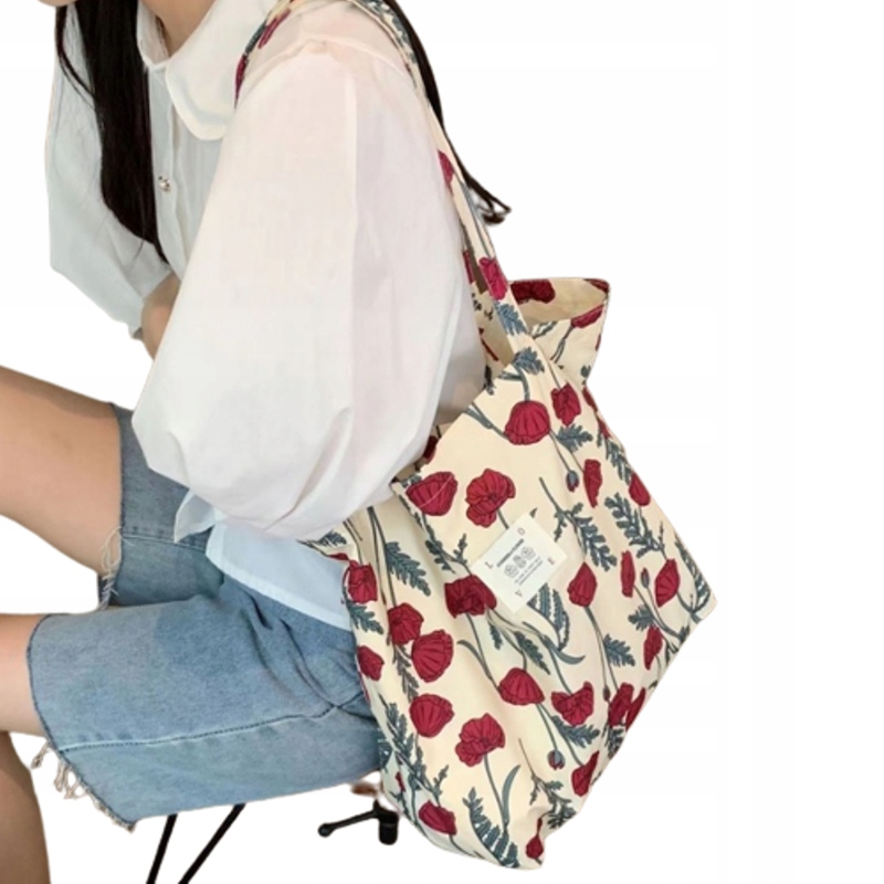 TORBA NA RAMIĘ CIENKA KREMOWA W KWIATY WIOSNA LATO Marka inna