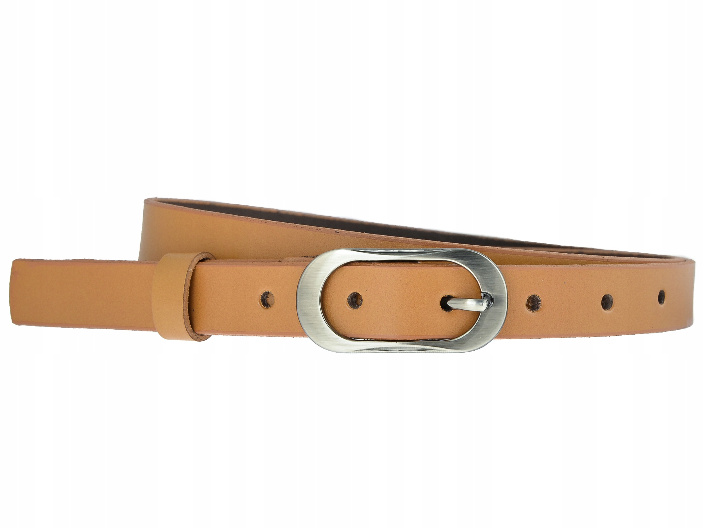 

Skórzany pasek Rudy wąski do sukienki 2cm XXL