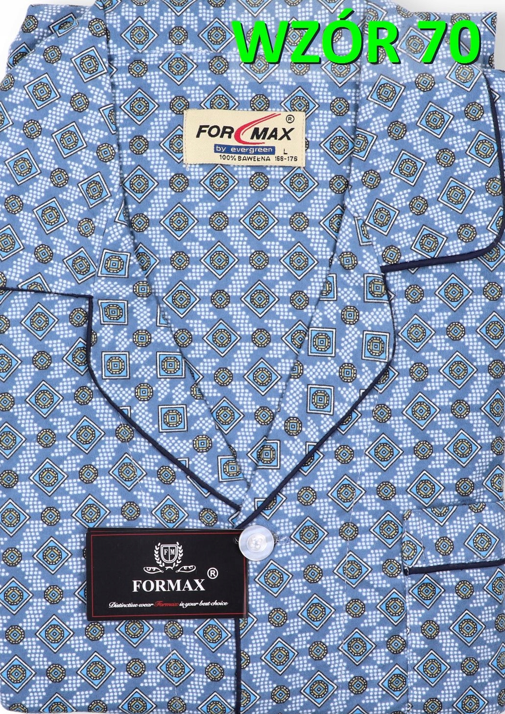 PIŻAMA MĘSKA FLANELOWA FLANELA r. 3XL FOR-MAX Dekolt serek/dekolt V