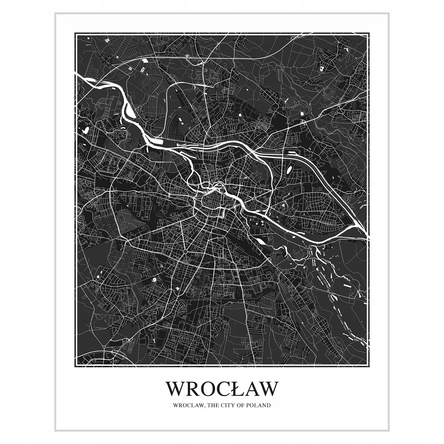 

Plakat 40x50 Nowoczesna ścienna mapa Wrocławia
