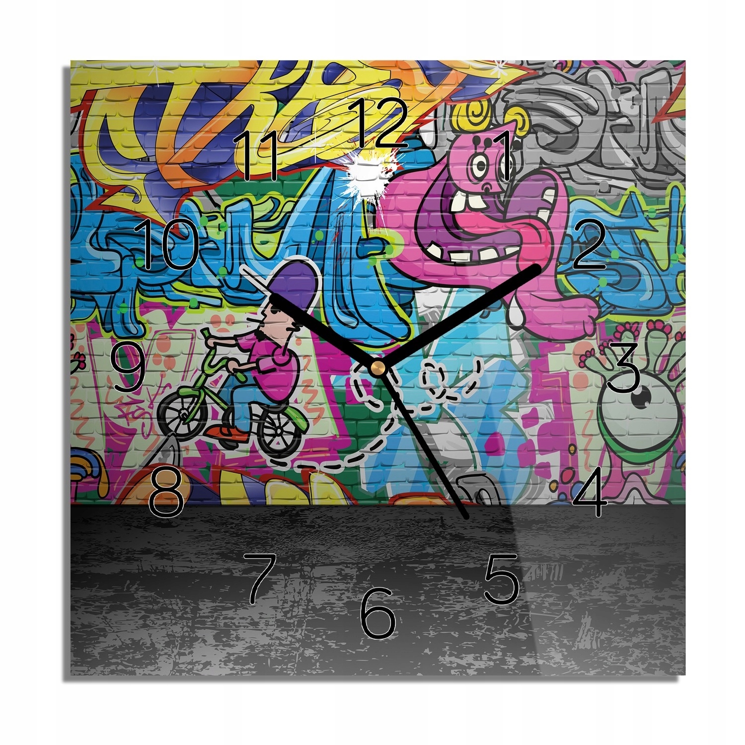 Ulice graffiti foto-hodiny s grafikou 30x30 nástěnné