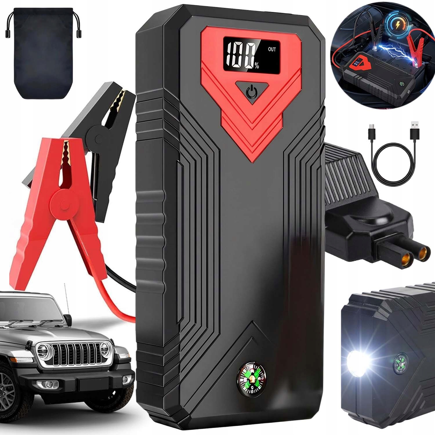 Silné Startovací Zařízení Pro Auto Jump Starter Startování Powerbanka 12V