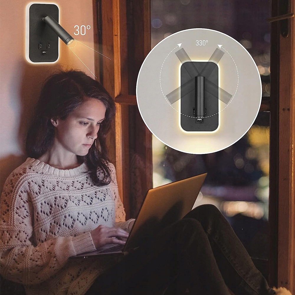 LAMPA ŚCIENNA LED DO CZYTANIA CIEPŁE BIAŁE ŚWIATŁO Długość/wysokość 19 cm