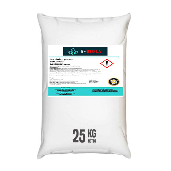 SORBINIAN POTASU E-202 , KONSERWANT, DO KISZONKI PASZOWEJ, NA PLEŚŃ 25kg