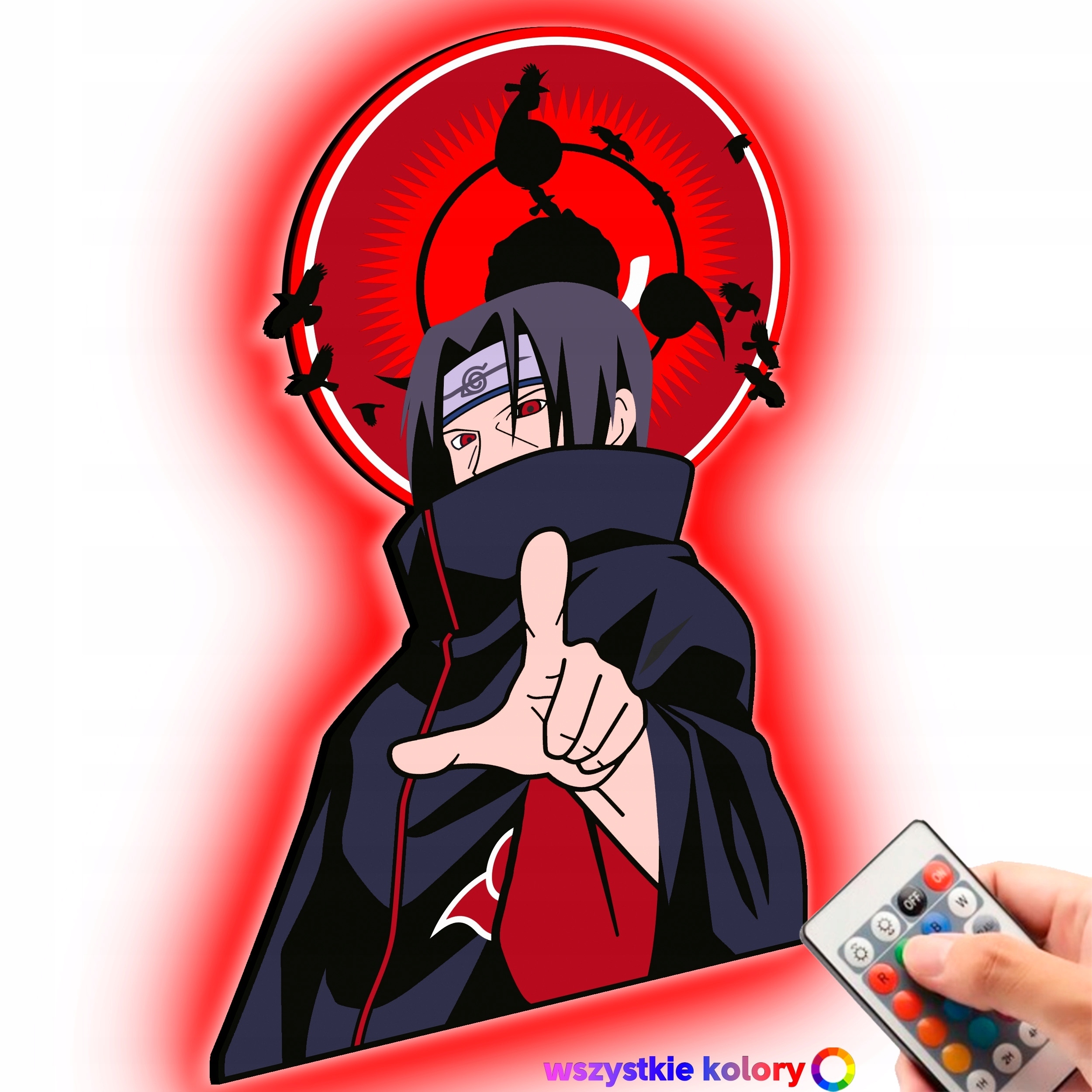 Drevený 3D obraz Anime Naruto Itachi Nástenná Dekorácia Nočná Led lampa