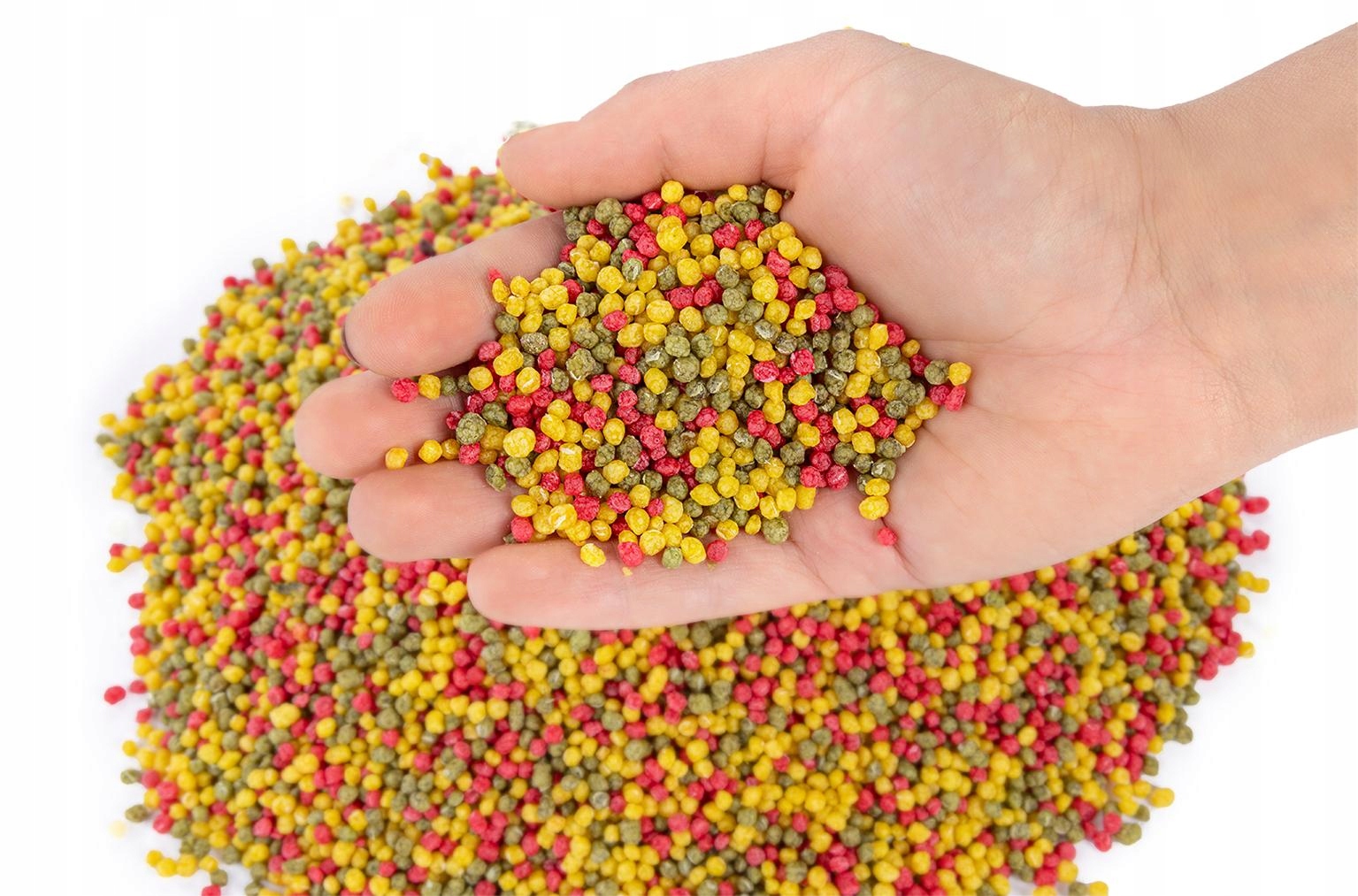 GRANULKI MIX TRÓJKOLOROWE POKARM KARMA DLA KARPI KARASI RYB STAWOWYCH 3L Marka Happe