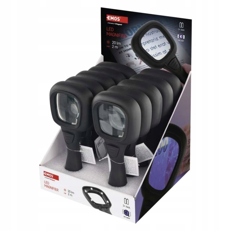 Ruční lupa s Led Uv osvětlením, 10 ks, box