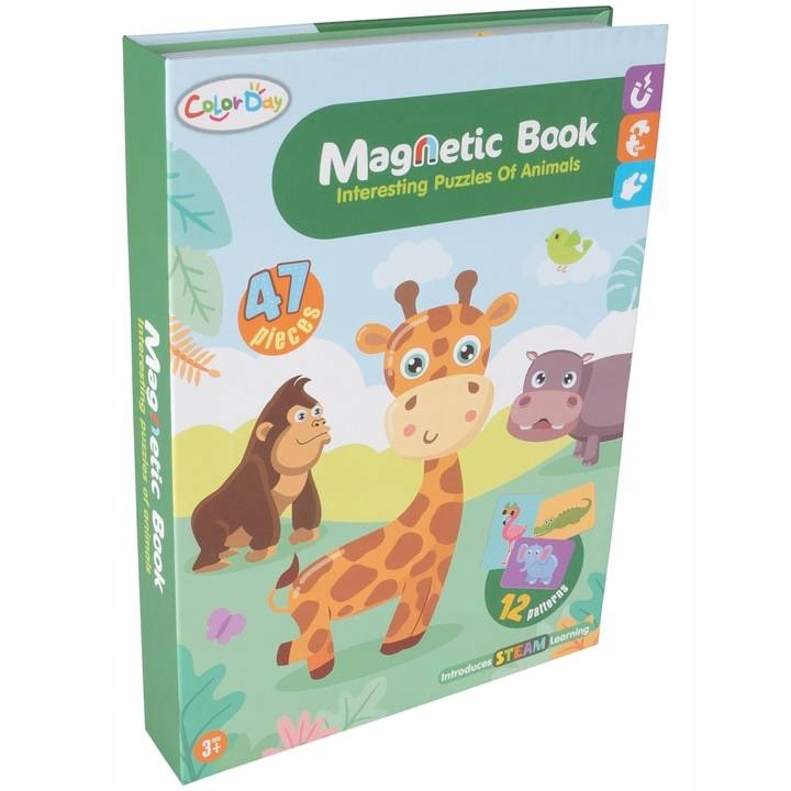 UKŁADANKA MAGNETYCZNA PUZZLE ZWIERZĘTA MONTESSORI 12 ELEMENTÓW Bohater brak