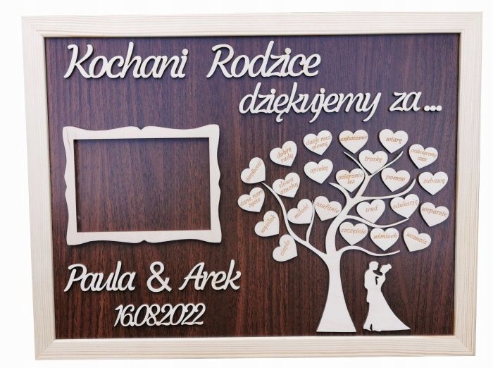 

Podziękowanie dla rodziców Ślub drzewko 3D obraz