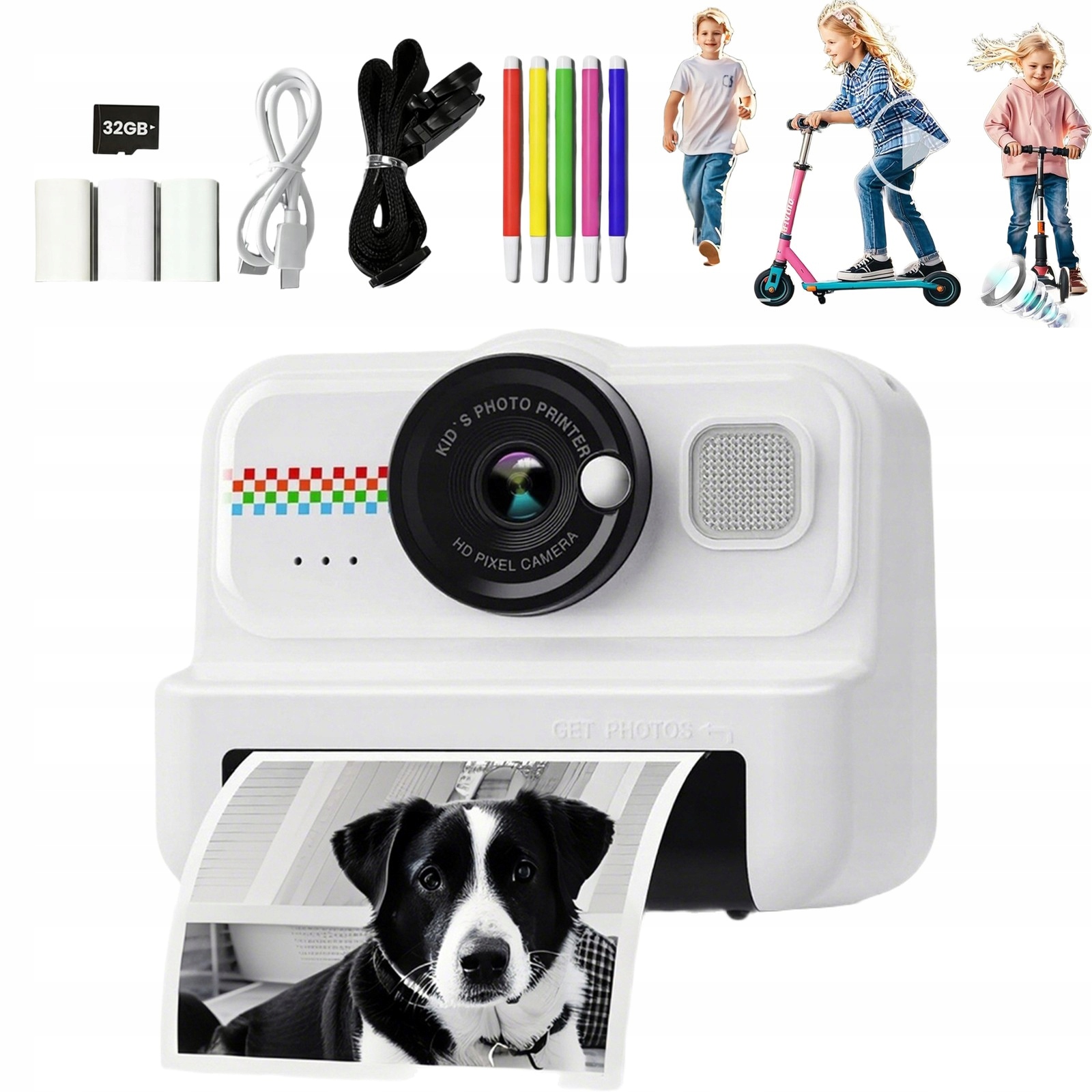 Instantní Fotoaparát Pro Děti S Tiskem 1080P A 32GB Kartou