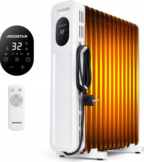 Aigostar Cozy – Olejový radiátor – 2300 W 11 žeber – Vytápění s dálkovým ovládáním