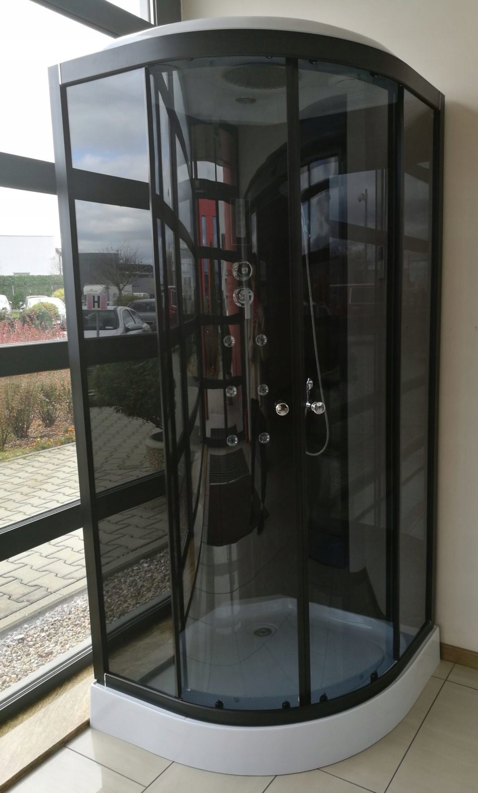 KABINA PRYSZNICOWA Z HYDROMASAŻEM 90x90x220 CZARNA Oviedo 90x90 Linia Oviedo