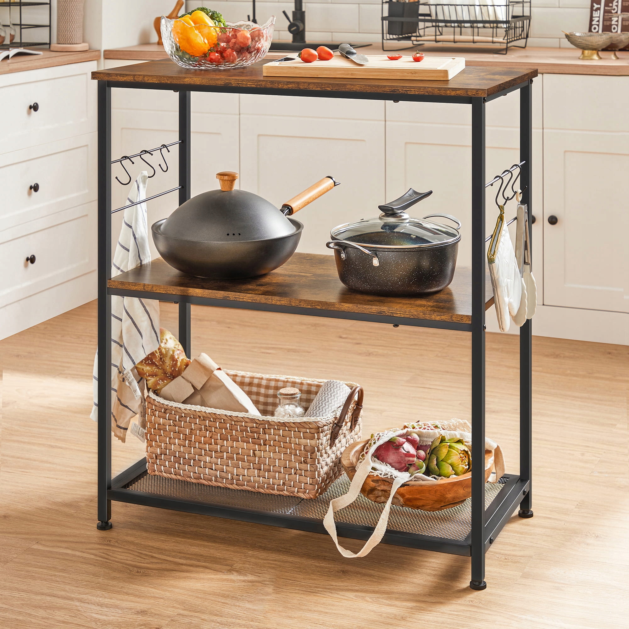 Szafka KUCHENNA LOFT INDUSTRIALNA 90cm STALOWA brąz 3 PÓŁKI POJEMNA DUŻA Marka Songmics