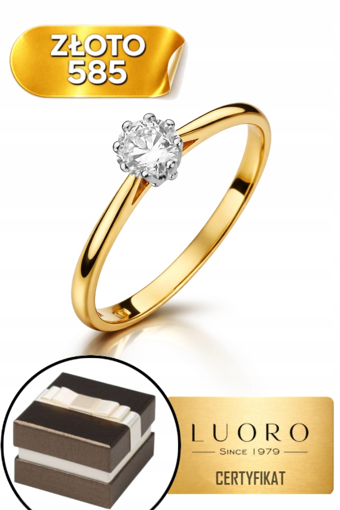 Prstýnek 585 14K S Klasickým Zirkonem A Osmi Řetízkem R18