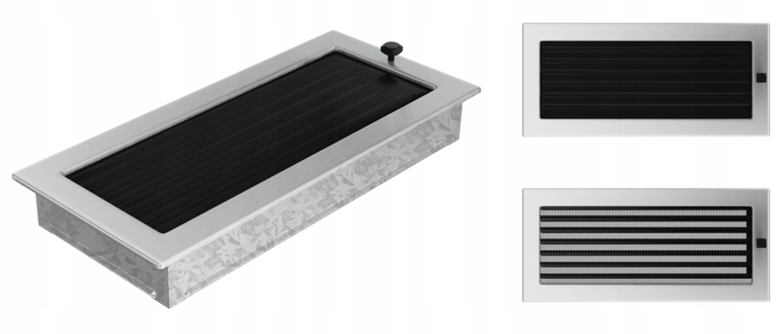 Větrací krbová mřížka broušená s pohyblivou žaluzií 17x37 kapsa