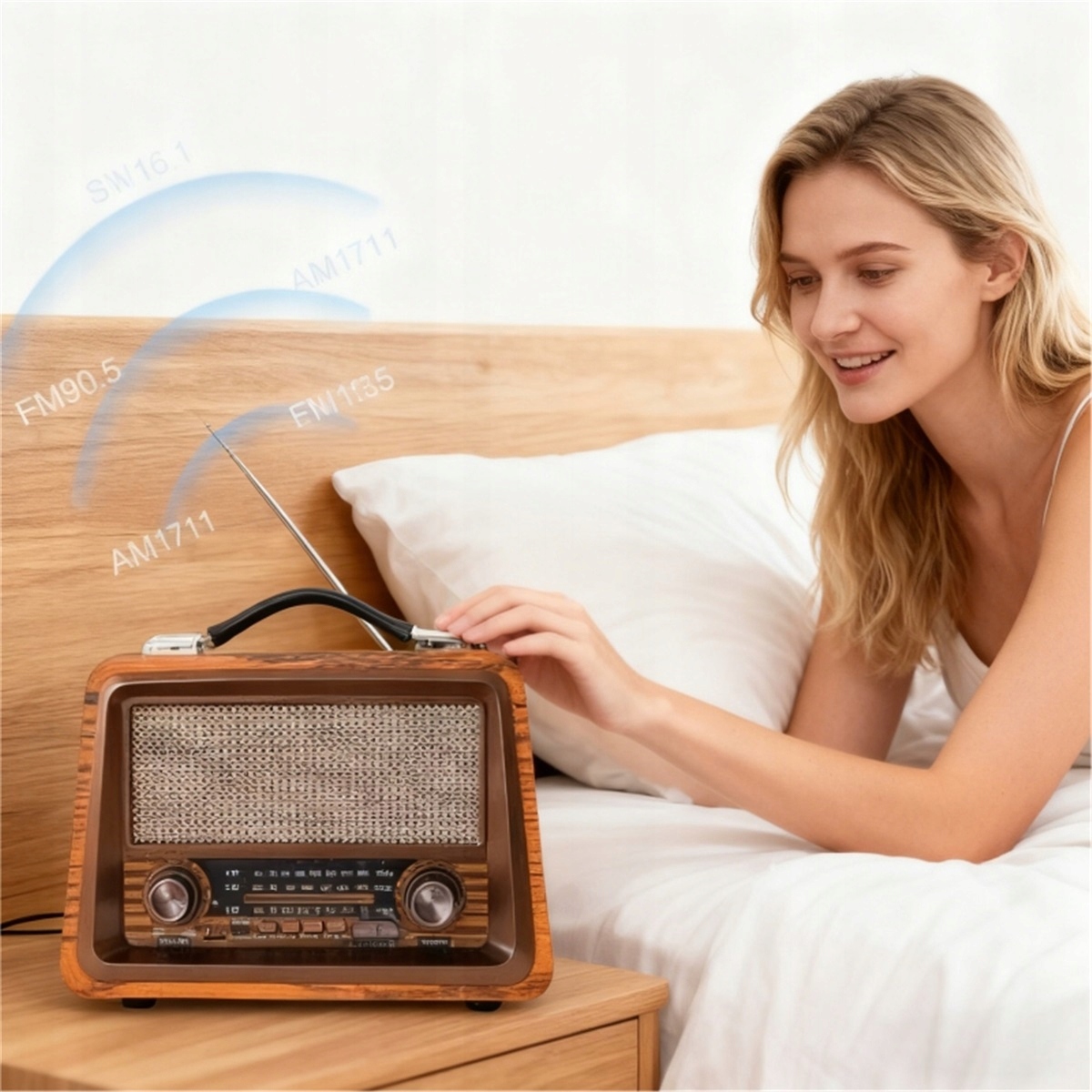 Retro kuchyňské rádio Fm Am Sw Bluetooth Usb Tf baterie 18650 2000 mAh