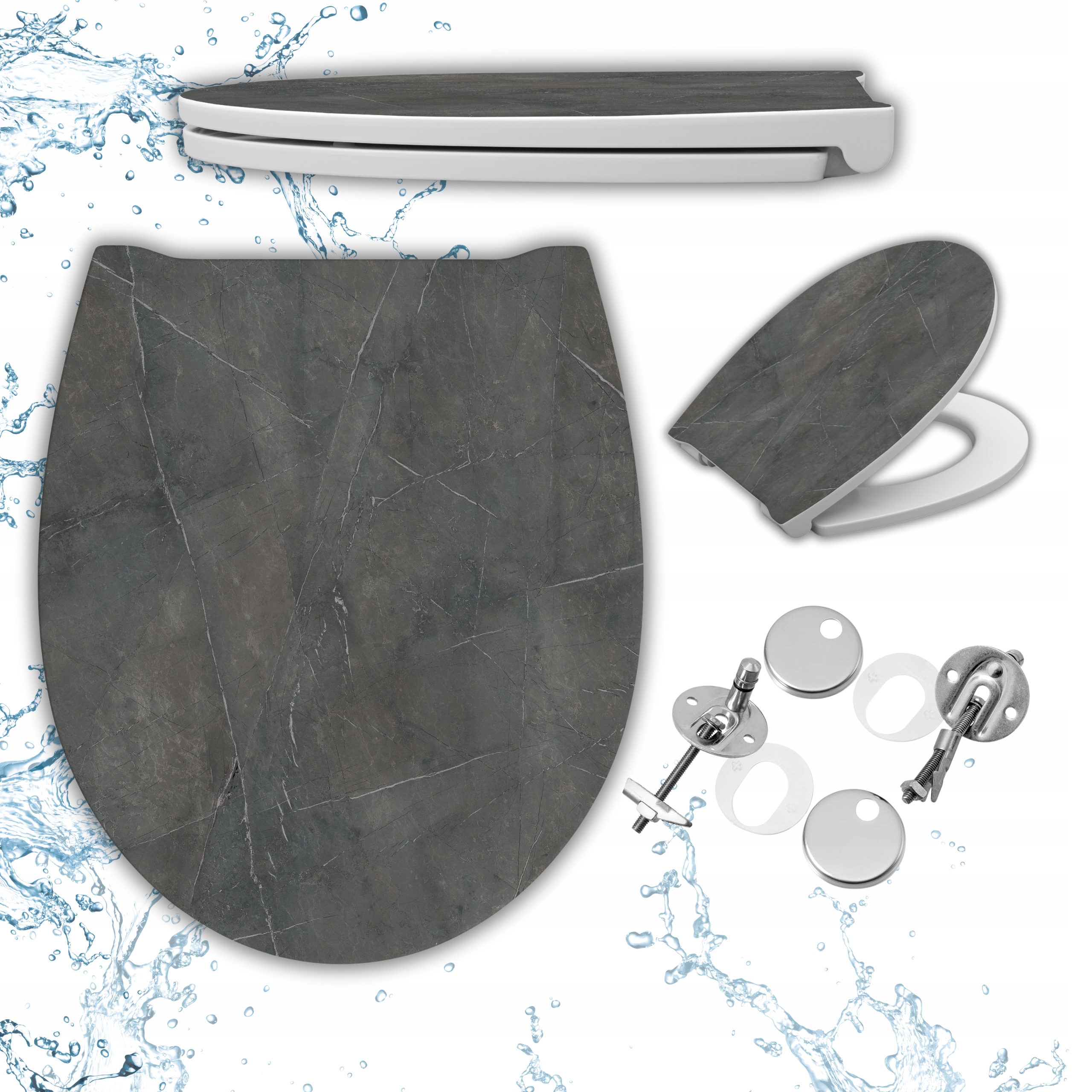 Wc sedátko s pomalým sklápěním pro Cersanit Koło šedé grafit Premium