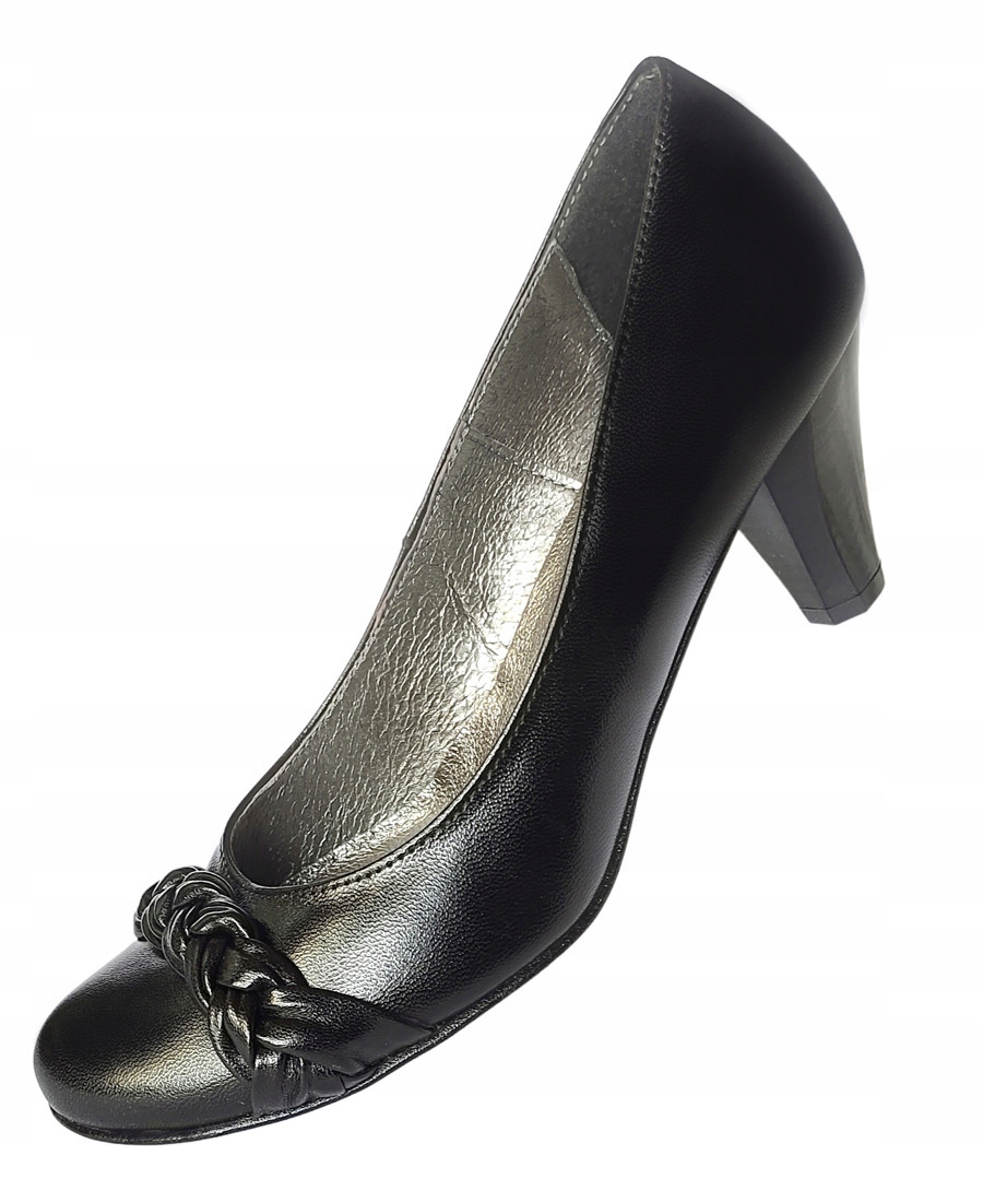 Polobotky na podpatku kožené Laura Messi lodičky přírodní kůže černé 36