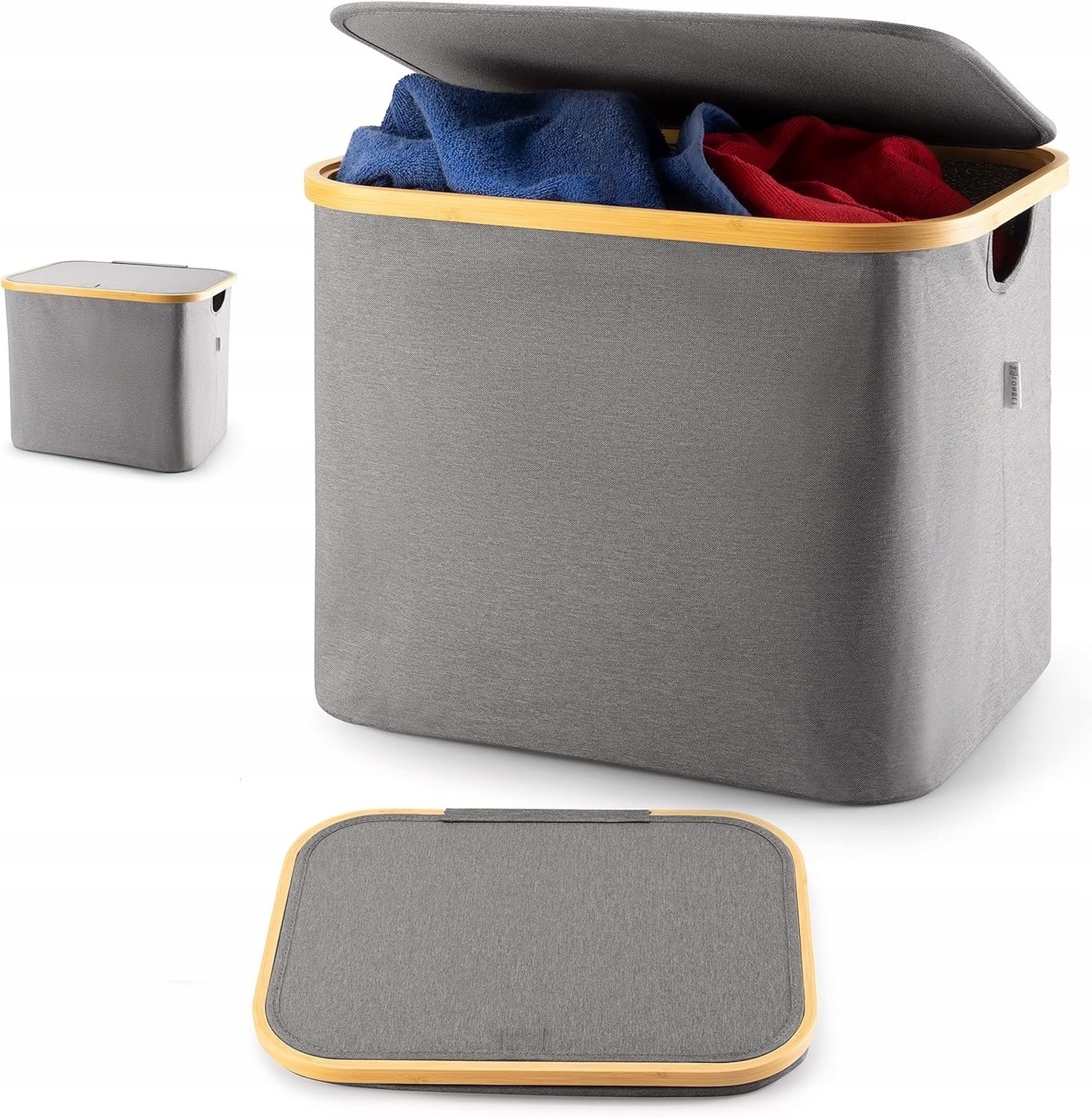 Koš Na Prádlo Hračky Bambus Skládací Šedý Koupelnový Organizér