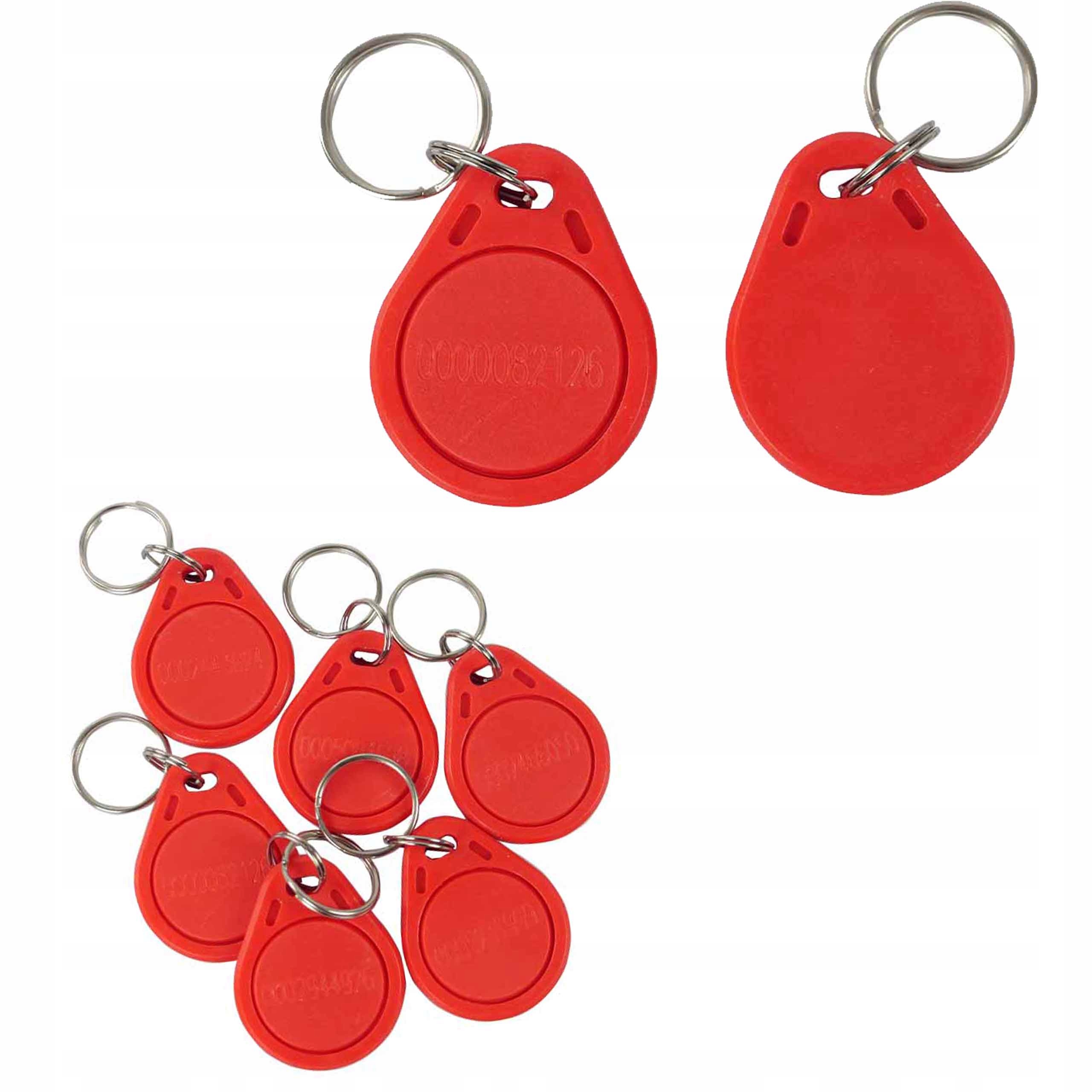 Bezkontaktní klíčenky Unique Rfid 125 kHz sada 10 x kódované červené