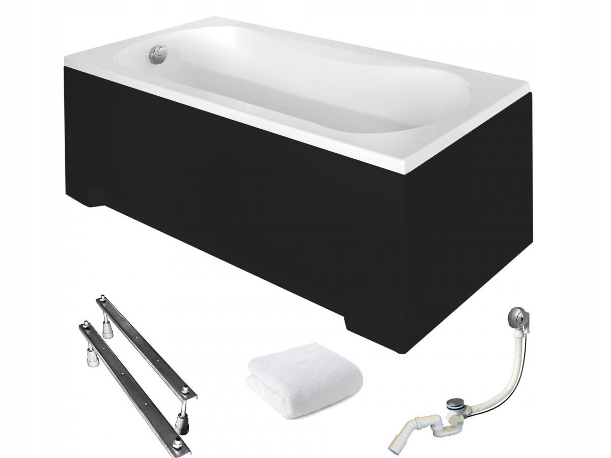 Besco Wanna 140x70 Aria z czarną obudową Syfon