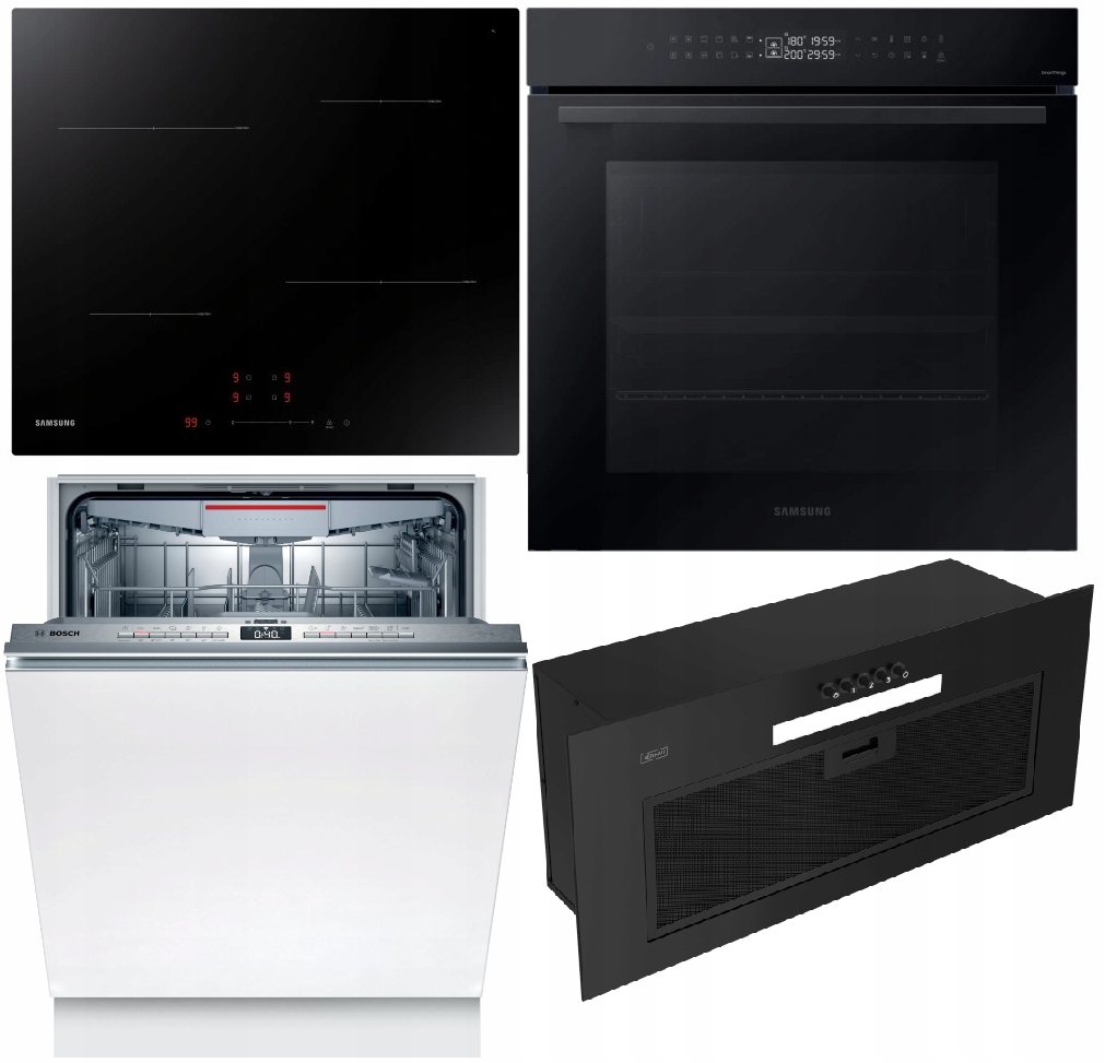 Zestaw do zabudowy Samsung + Zmywarka Bosch + Okap Kernau