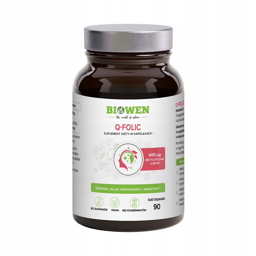 Q-folic metylowany kwas foliowy Biowen - 90 kapsułek Suplement Diety