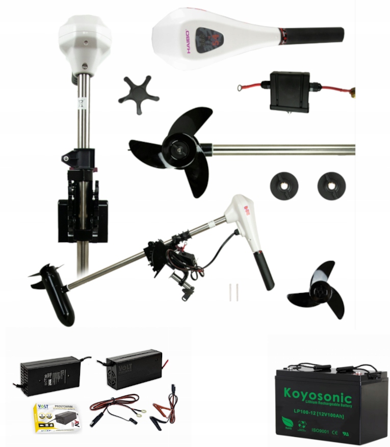 Set Přívěsný Motor Haibo D54 Aku Koyo LifePo4 Usměrňovač Volt10A