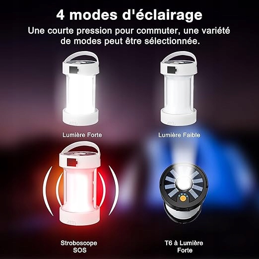 Wielofunkcyjna Lampa kempingowa solarna LED 5w1 USB Model turystyczna