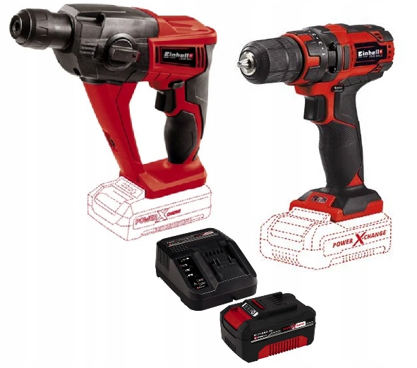 Einhell Sada Elektrického Nářadí 18V Power X Change 4,0AH S Příklepovou Vrtačkou