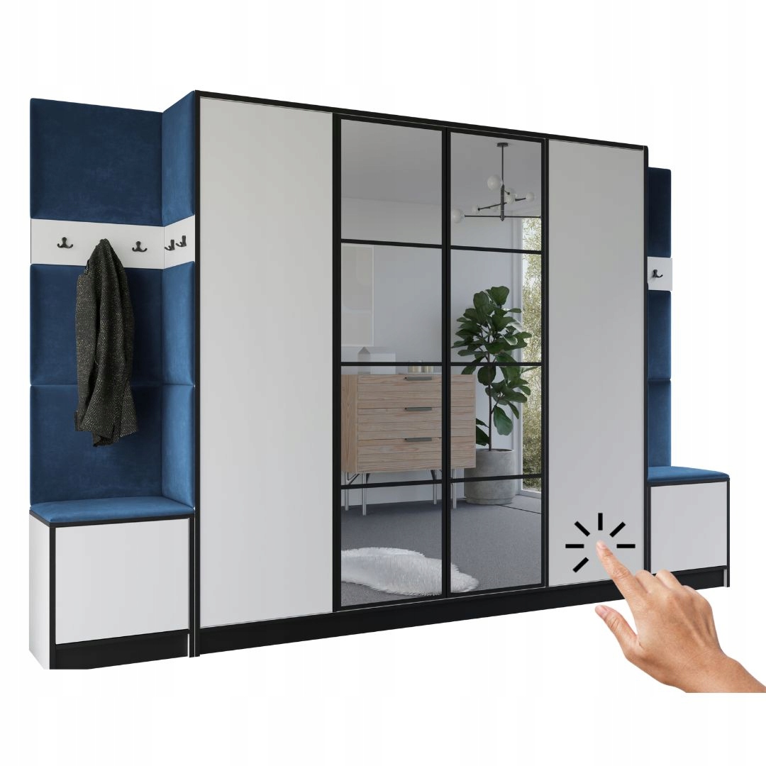 Šatní skříň Costa 17 bílá látka modrá Vzor 1