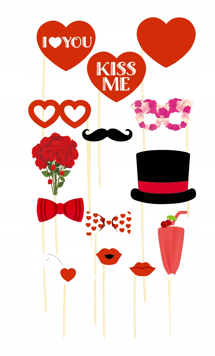 Akcesoria do fotobudki Walentynki