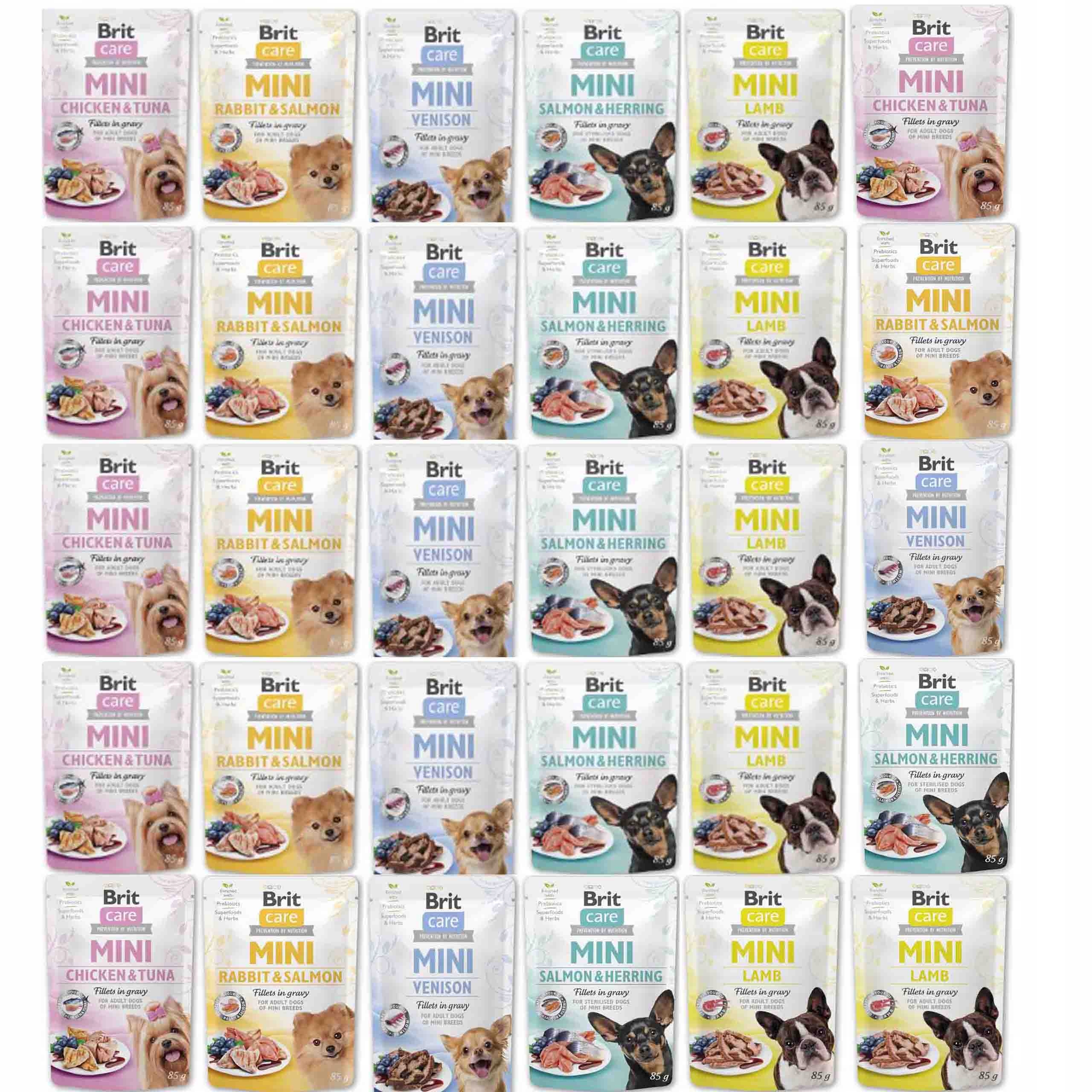 Brit Care Mini dla Psa 30x85g MIX Smaków Mokra karma Małe Psy Saszetki