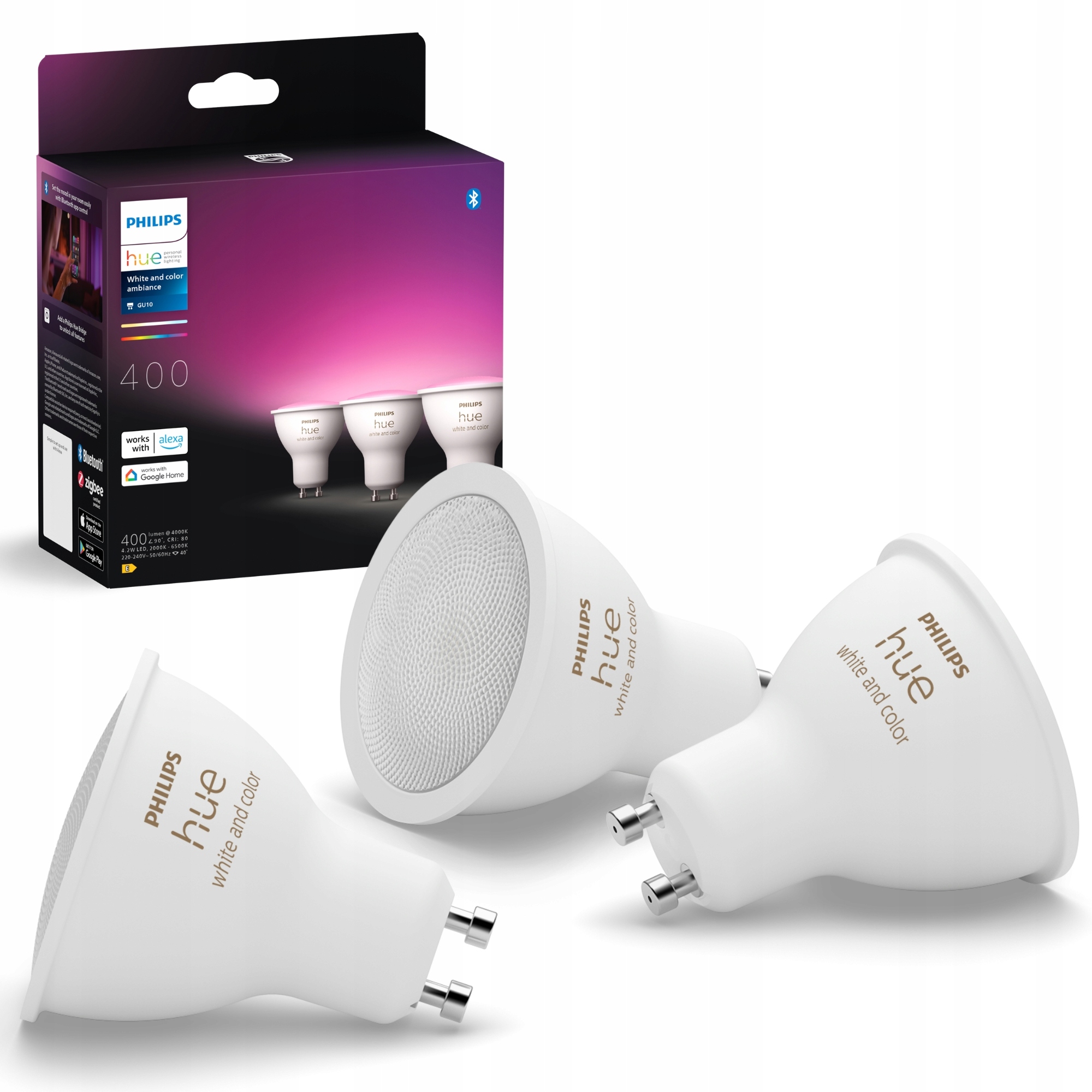 Led žárovka Philips Hue White and Colour Ambiance 400 lm GU10 3 kusů