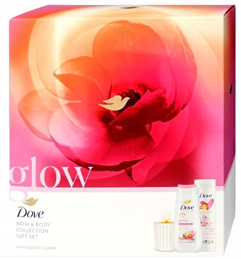 Dove Glow Velká kosmetická sada pro ženy gel balzám vonná svíčka