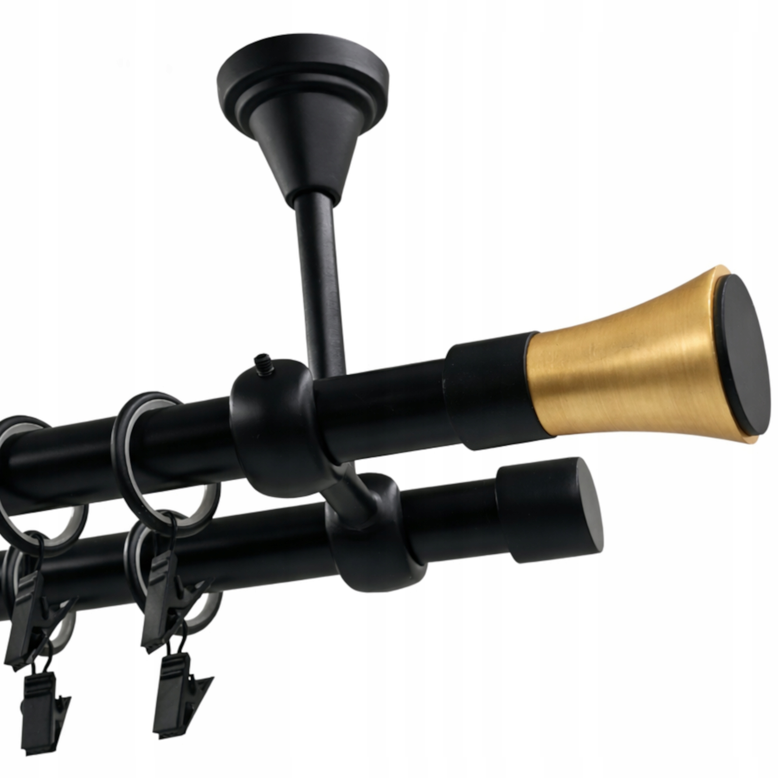 Garnýž Dvojitá Černý Kovový Strop 19+19 mm MIX Výběr Konců 280 cm