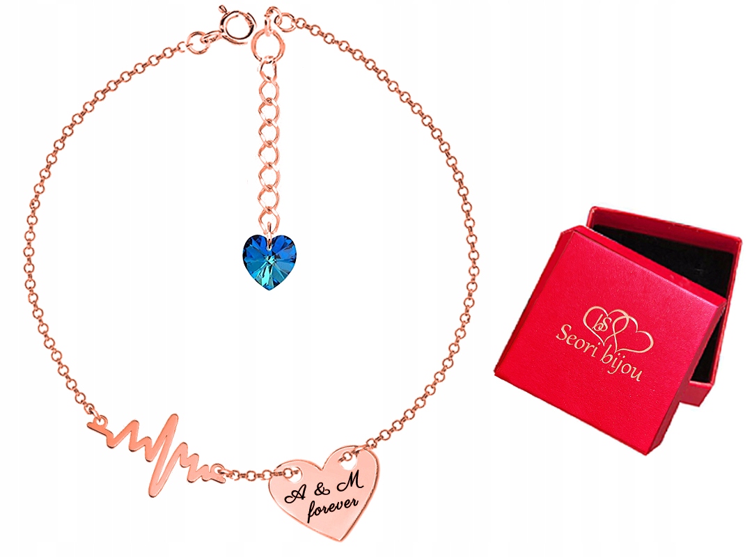 

Bransoletka Puls Linia Serce Grawer Pozłacana Róż