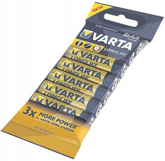 Zestaw baterii alkaliczne Varta Longlife 4106101328 (x 8)