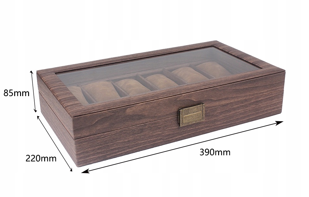 Pudełko Etui Organizer Szkatułka na Zegarki 12szt Kolor brązowy