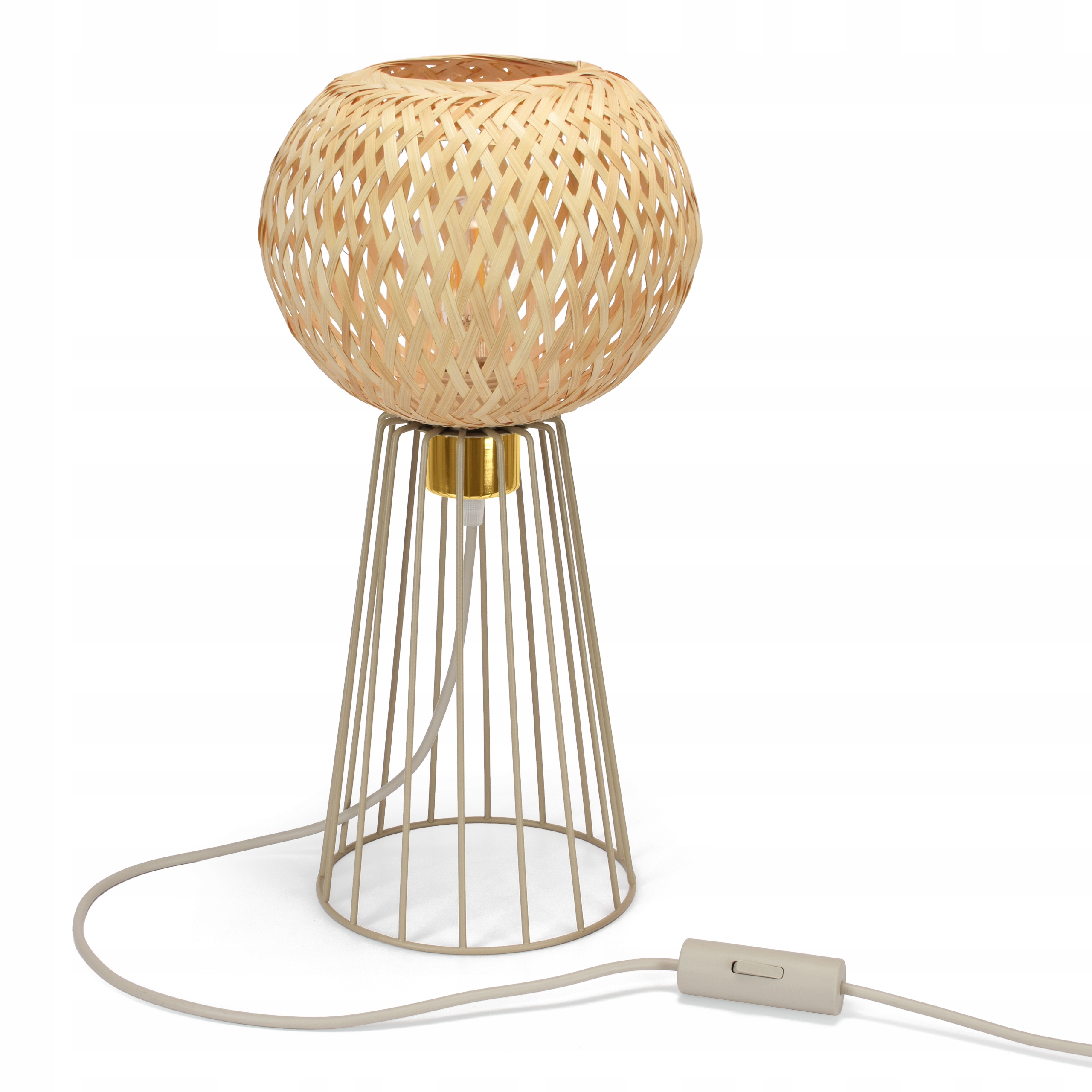 Noční Lampa Boho Bambusová Béžová Loft E27 Drátěná Luxolar