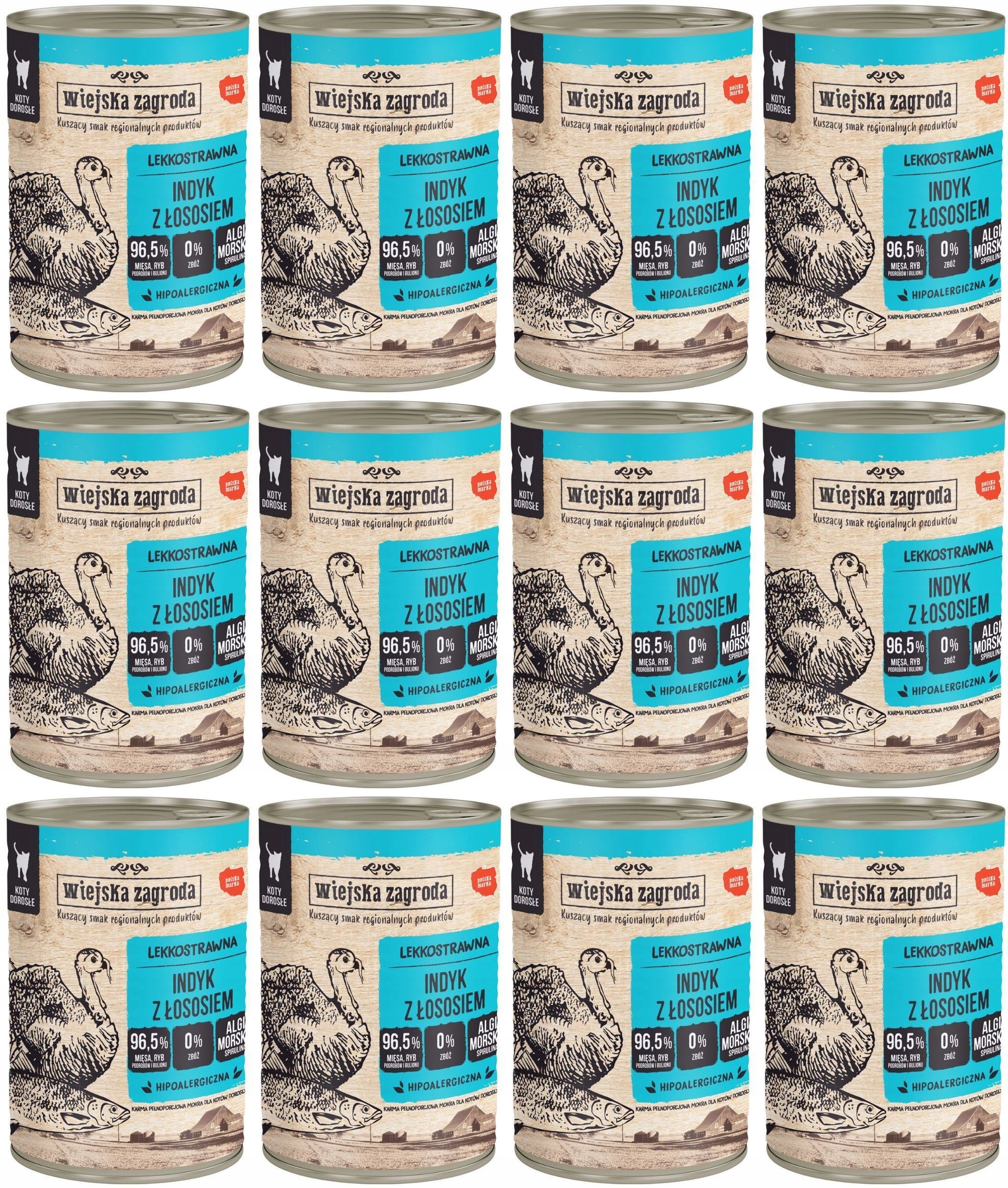 Levně Wiejska Zagroda Cat Krůta s lososem 12 x 400 g