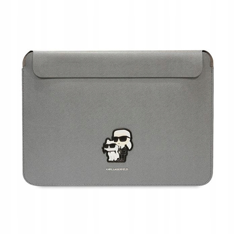 Karl Lagerfeld Nft Saffiano Karl a Choupette pouzdro na notebook 16" stříbrné