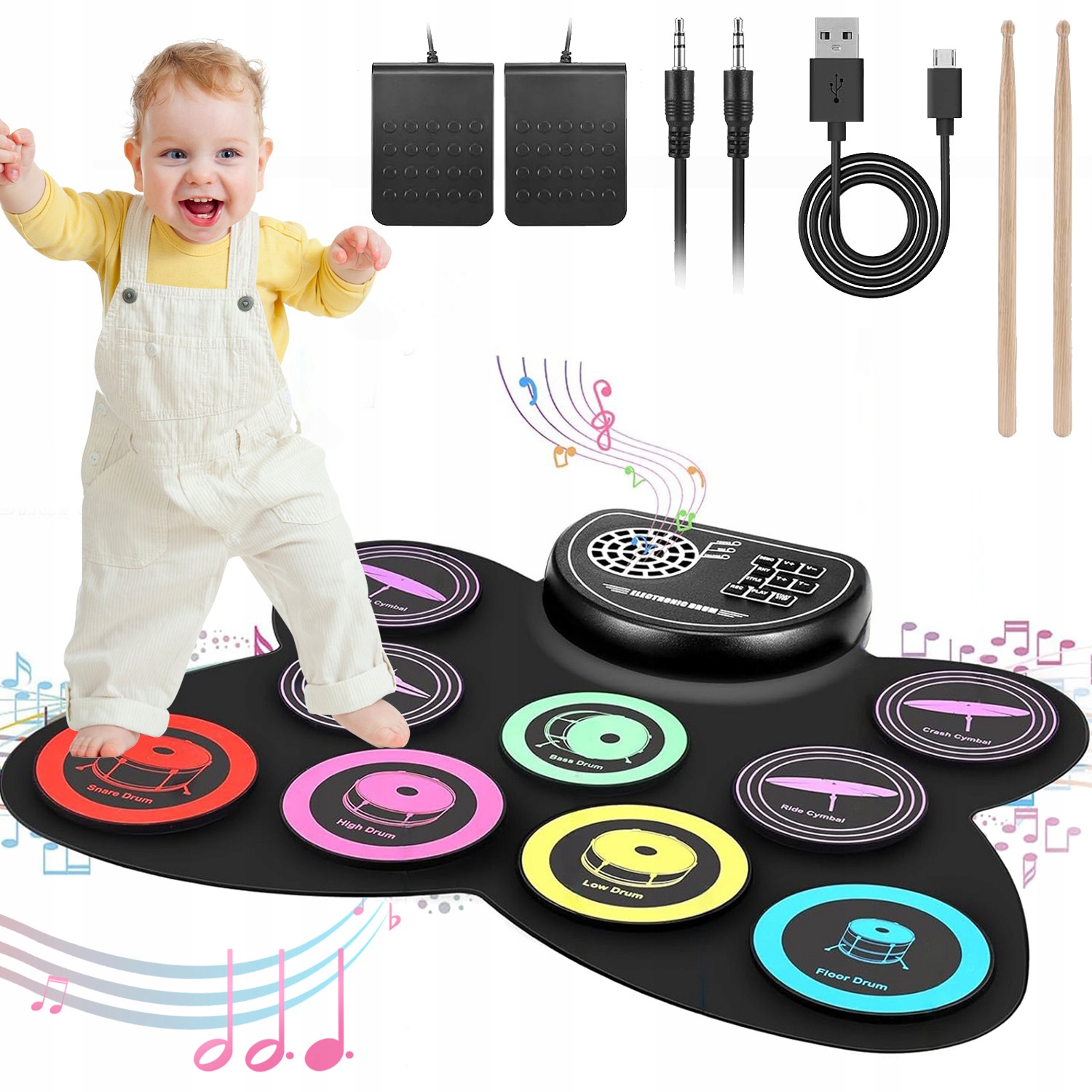 Elektronický Buben S 9 Podložkami Silikonových Usb Bicích Padů