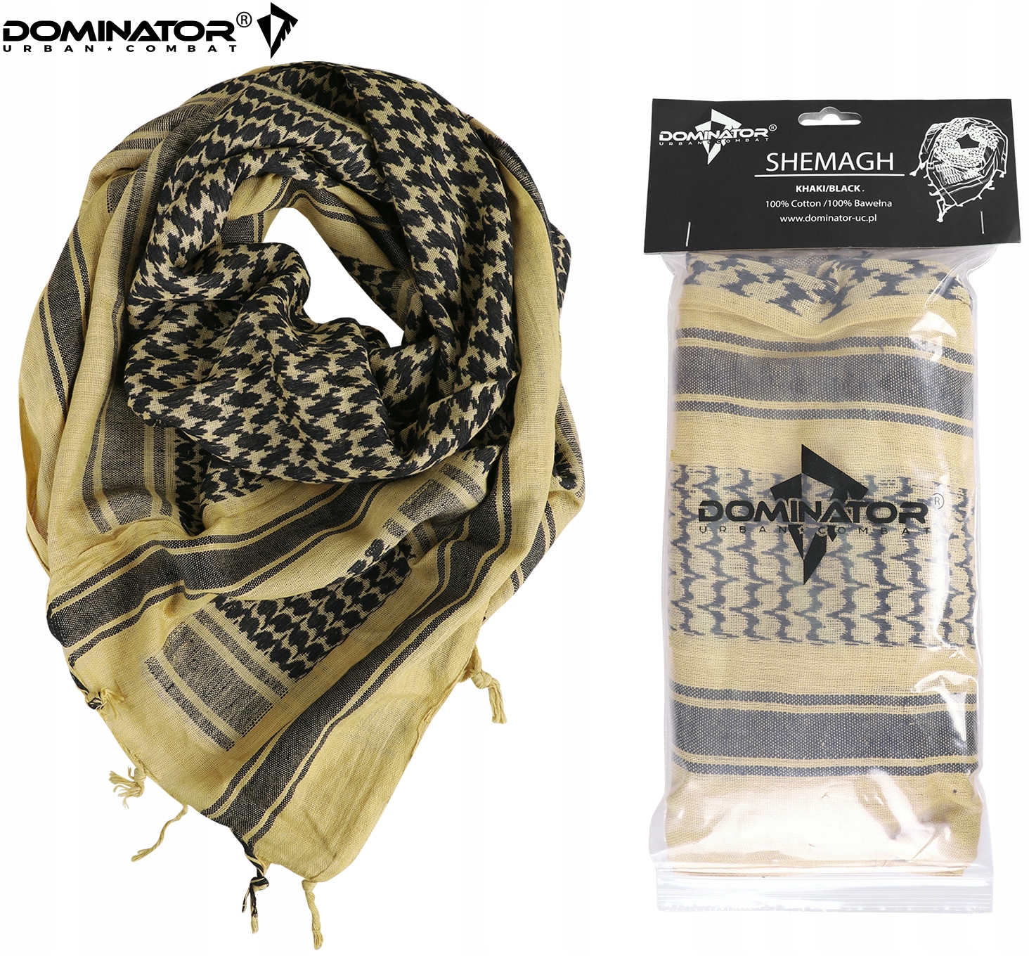 ARAFATKA CHUSTA KEFIJA SHEMAGH WOJSKOWA DOMINATOR 100X100 cm KHAKI BLACK EAN (GTIN) 5905101201422