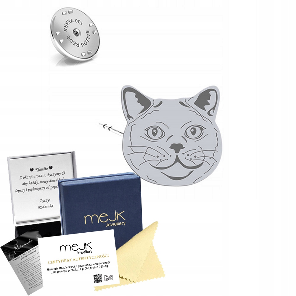 Odznak Stříbrná British Shorthair Cat 925 Šperky Dárek Dedikace