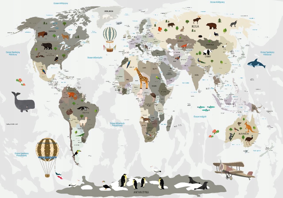 Fototapeta Mapa sveta v poľštine 400x280 vliesová 230g